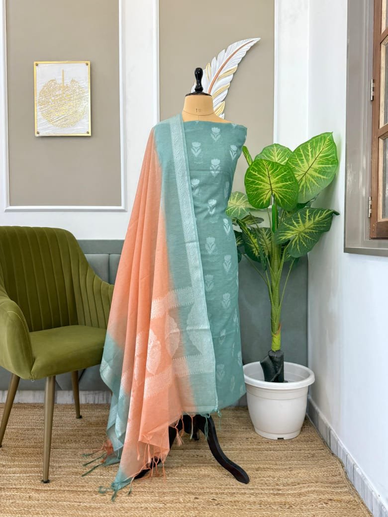 Peachy Coral Festive Season Banarasi